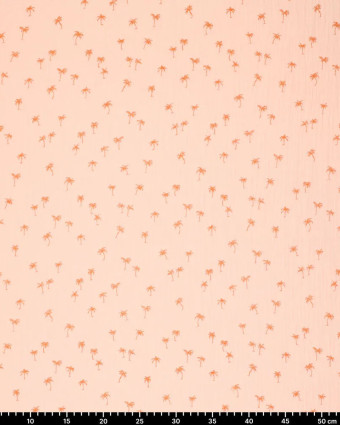 Tissu Double Gaze Rose Clair Palmier Caramel - Mercerine
