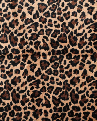 Tissu Doudou Motif Léopard Fond Brun - Mercerine
