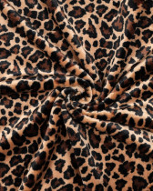 Tissu Doudou Motif Léopard Fond Brun