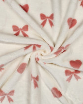 Tissu Doudou Motif Nœud et Cœur Fond Ecru