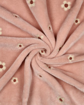 Tissu Doudou Rose Motif Fleuri Brodé