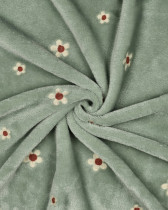 Tissu Doudou Sauge Motif Fleuri Brodé