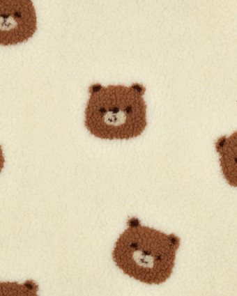 Tissu Sherpa Ecru Motif Nounours - Mercerine