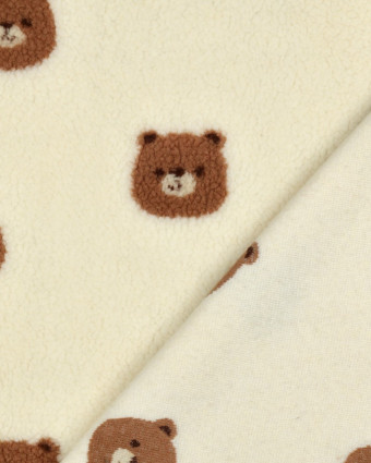 Tissu Sherpa Ecru Motif Nounours - Mercerine