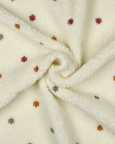 Tissu Sherpa Ecru Motif Fleuri Brodé