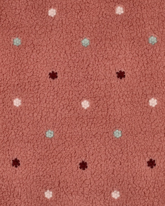 Tissu Sherpa Vieux Rose Motif Fleuri Brodé - Mercerine