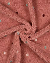 Tissu Sherpa Vieux Rose Motif Fleuri Brodé
