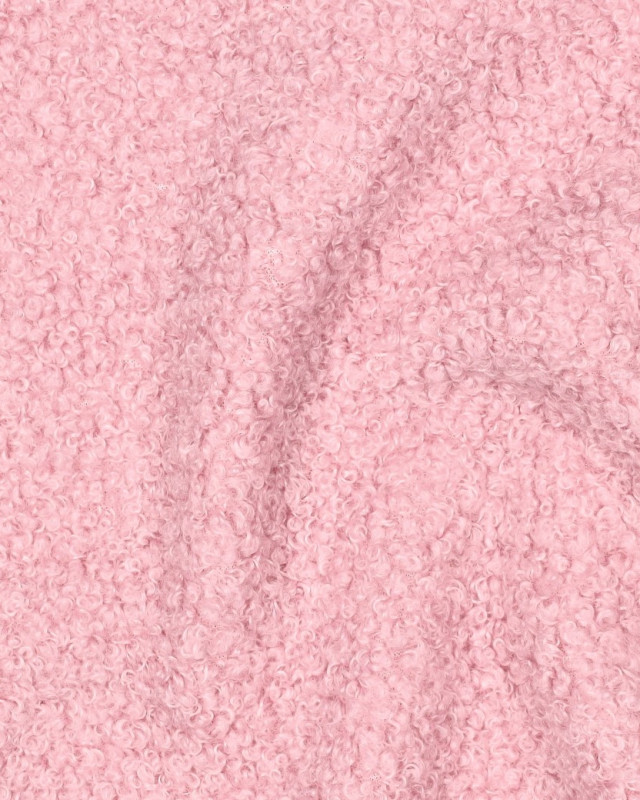Tissu Petites Petites Bouclettes Envers Polaire Rose Clair 