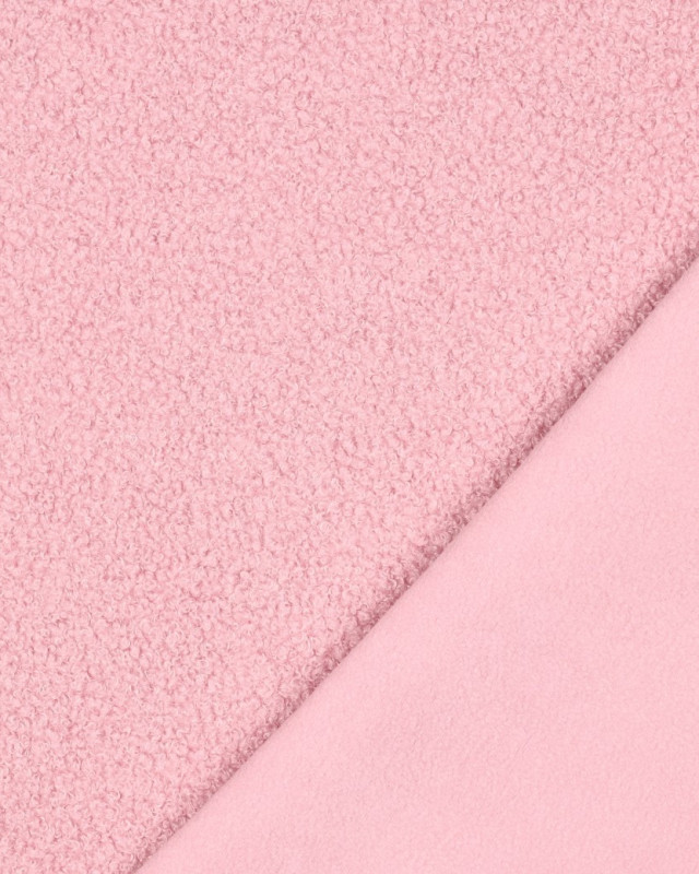 Tissu Petites Petites Bouclettes Envers Polaire Rose Clair 