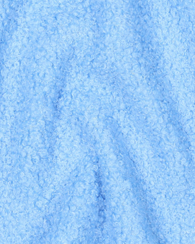Tissu Petites Petites Bouclettes Envers Polaire Bleu Clair 