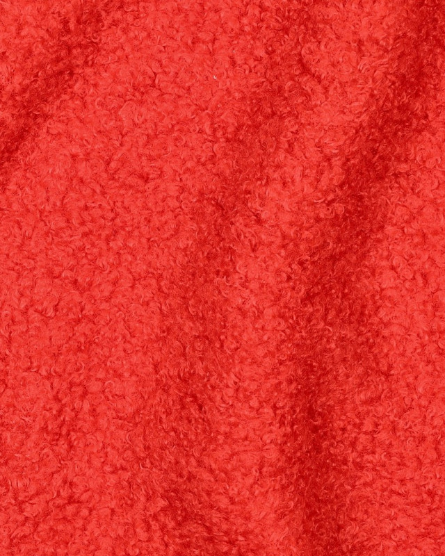 Tissu Petites Petites Bouclettes Envers Polaire Rouge Vif 