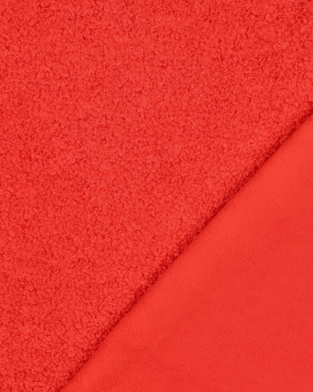 Tissu Petites Petites Bouclettes Envers Polaire Rouge Vif 