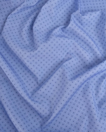 Popeline de Coton à Carreaux et Coeur Bleu - Mercerine
