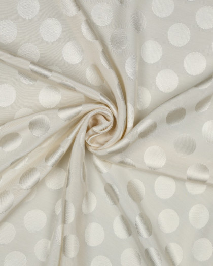 Tissu Viscose Jacquard Pois Ton sur Ton Ecru - Mercerine