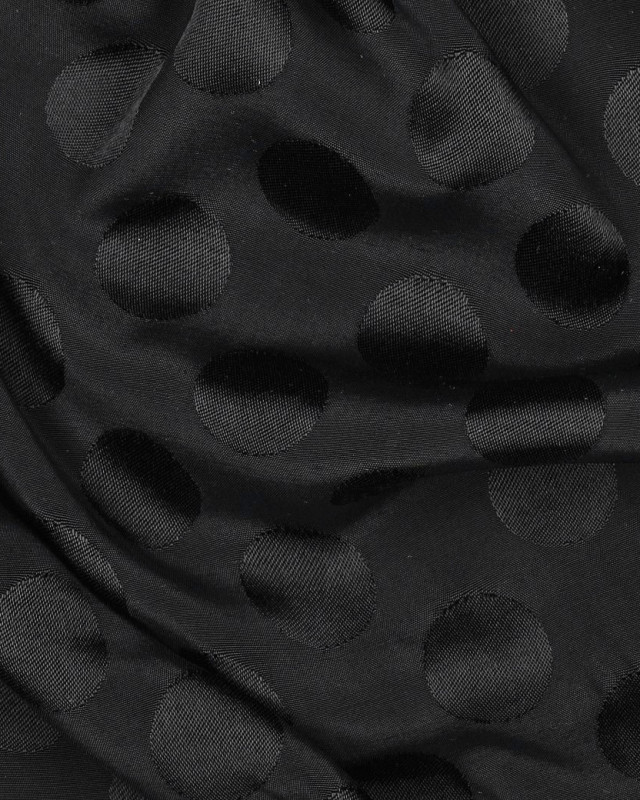 Tissu Viscose Jacquard Pois Ton sur Ton Noir - Mercerine