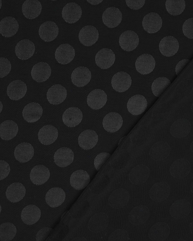 Tissu Viscose Jacquard Pois Ton sur Ton Noir - Mercerine
