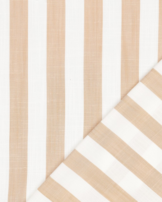 Tissu Viscose à Grandes Rayures Beiges - Mercerine