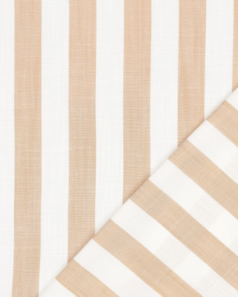 Tissu Viscose à Grandes Rayures Beiges - Mercerine