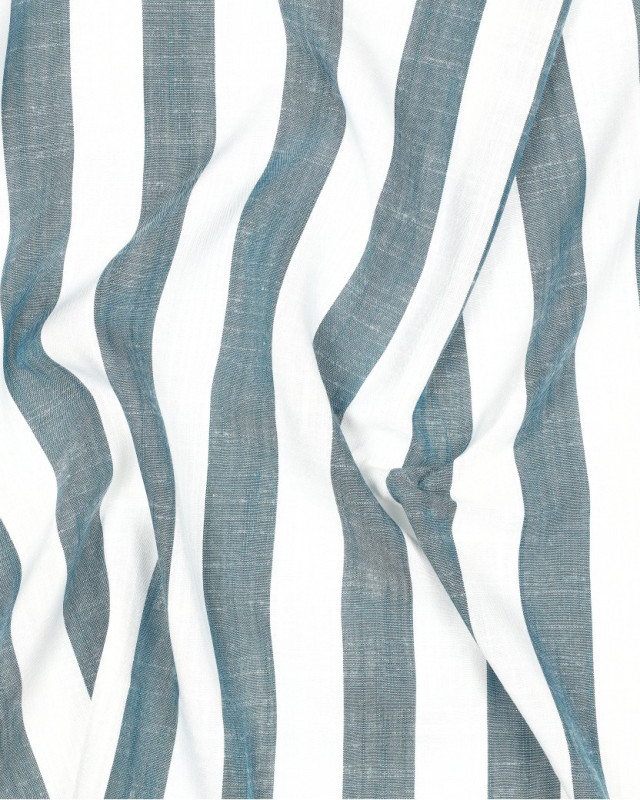 Tissu Viscose à Grandes Rayures Bleues - Mercerine