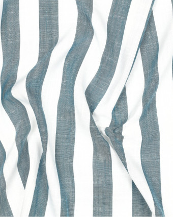 Tissu Viscose à Grandes Rayures Bleues - Mercerine