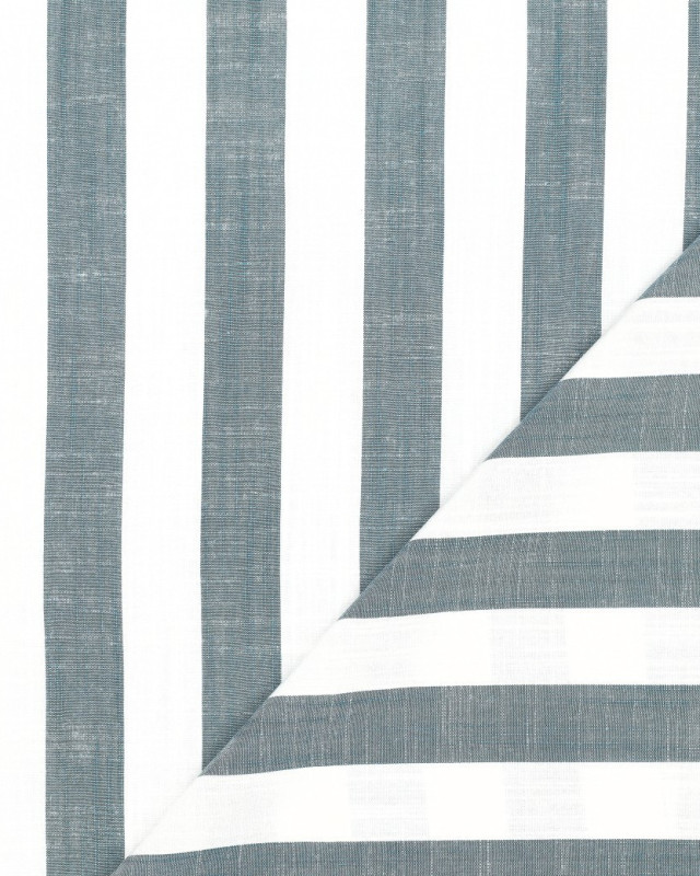 Tissu Viscose à Grandes Rayures Bleues - Mercerine