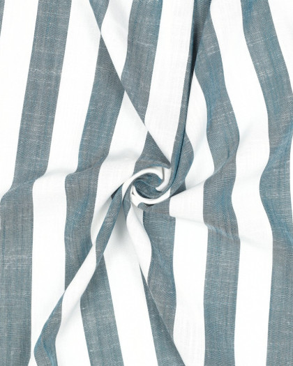 Tissu Viscose à Grandes Rayures Bleues - Mercerine
