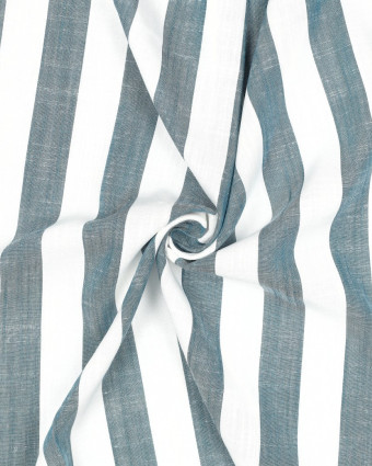 Tissu Viscose à Grandes Rayures Bleues - Mercerine