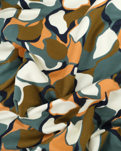 Sweat Envers Gratte Motif Abstrait Kaki Oeko-Tex - Mercerine