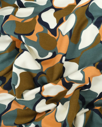 Sweat Envers Gratte Motif Abstrait Kaki Oeko-Tex - Mercerine
