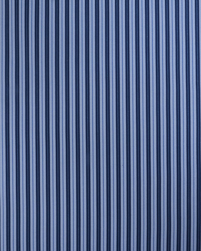 Popeline de Coton à Fines Rayures Bleues - Mercerine