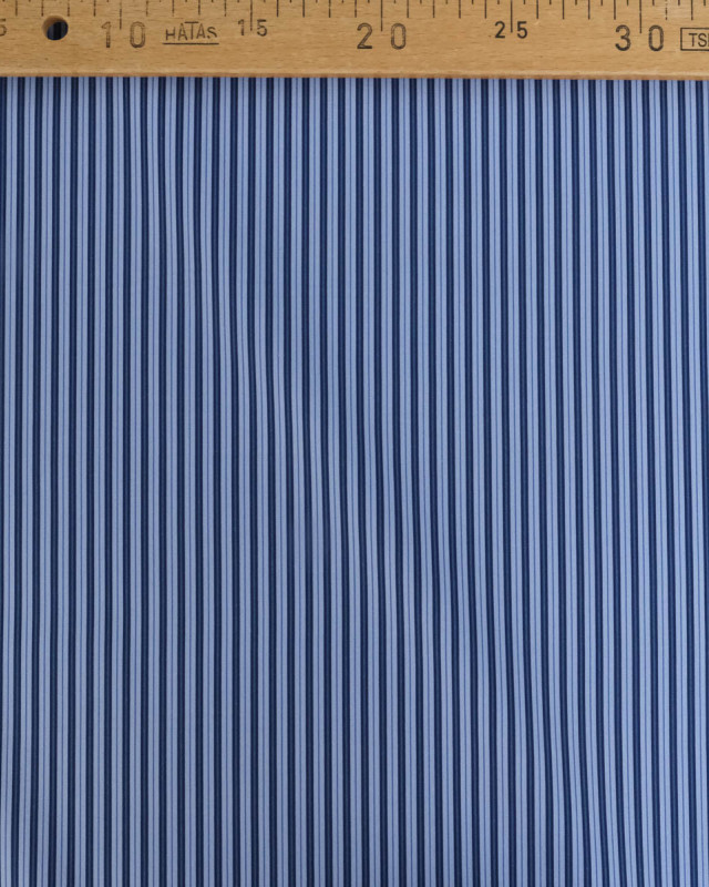 Popeline de Coton à Fines Rayures Bleues - Mercerine