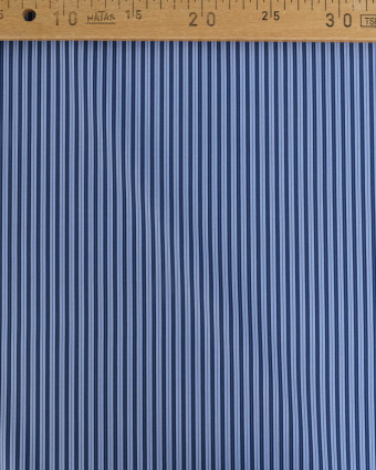 Popeline de Coton à Fines Rayures Bleues - Mercerine