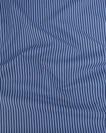 Popeline de Coton à Fines Rayures Bleues - Mercerine