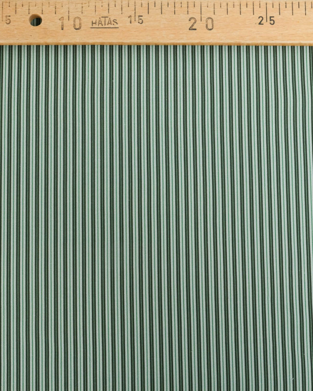 Popeline de Coton à Fines Rayures Vertes - Mercerine