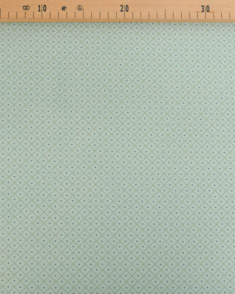Popeline de Coton à Carreaux et Coeurs Verts - Mercerine
