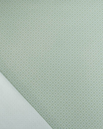Popeline de Coton à Carreaux et Coeurs Verts - Mercerine
