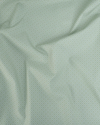 Popeline de Coton à Carreaux et Coeurs Verts - Mercerine