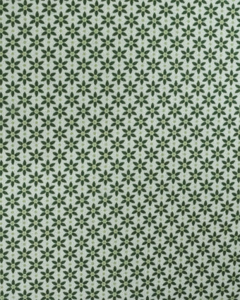 Popeline de Coton à Petites Fleurs Vertes - Mercerine