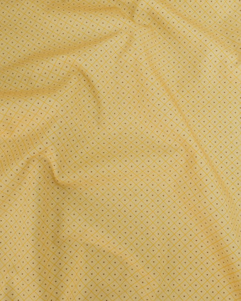 Popeline de Coton à Carreaux et Coeurs Ocre - Mercerine