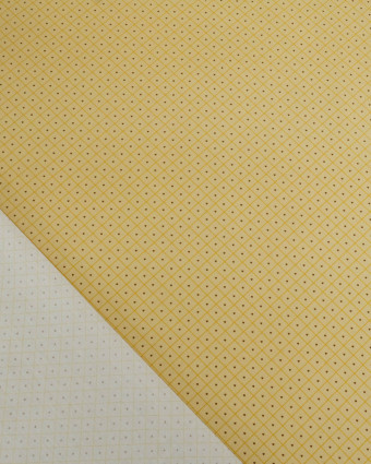 Popeline de Coton à Carreaux et Coeurs Ocre - Mercerine
