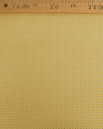 Popeline de Coton à Carreaux et Coeurs Ocre - Mercerine