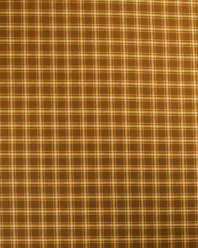 Popeline de Coton à Petits Carreaux Ocre - Mercerine