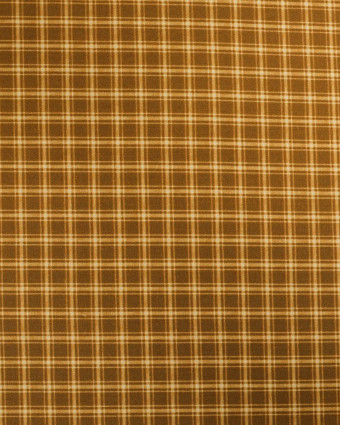 Popeline de Coton à Petits Carreaux Ocre - Mercerine