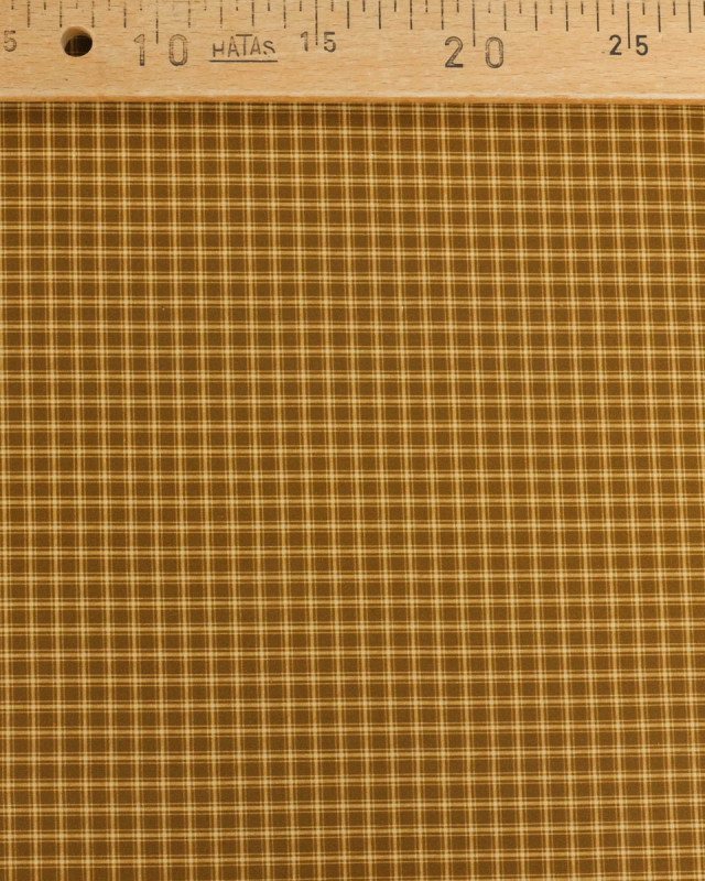 Popeline de Coton à Petits Carreaux Ocre - Mercerine