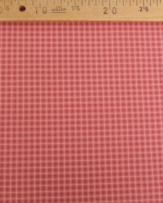 Popeline de Coton à Petits Carreaux Rouge - Mercerine