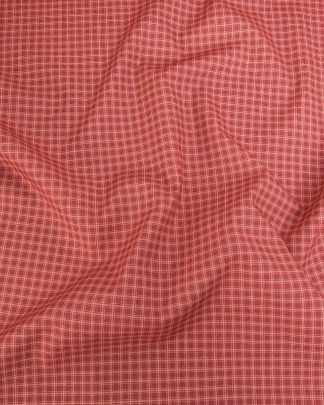 Popeline de Coton à Petits Carreaux Rouge - Mercerine