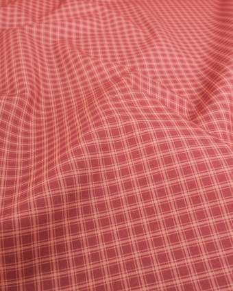Popeline de Coton à Petits Carreaux Rouge - Mercerine