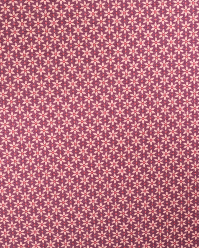 Popeline de Coton à Petites Fleurs Rouges - Mercerine