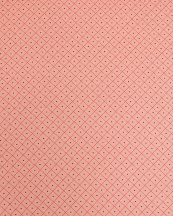 Popeline de Coton à Carreaux et Coeurs Rouges - Mercerine