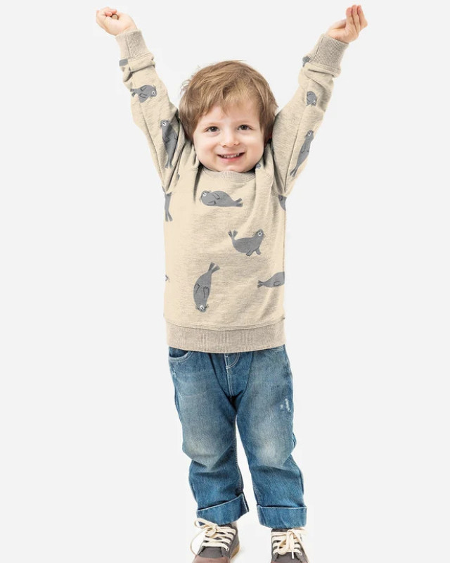 Tissu Sweat envers doudou Otarie - Mercerine